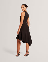 Women ASYMMETRIC MIDI DRESS - Black - Ted Baker