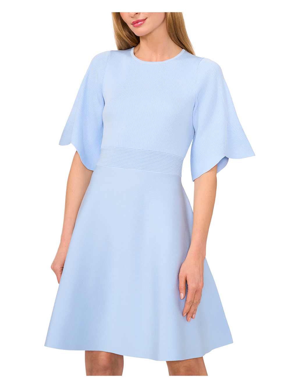 Women FLARE SHORT SLEEVE CREW NECK MINI DRESS - Lt-Blue - Ted Baker