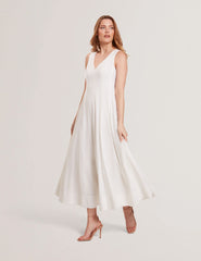 Women SLEEVELESS V-NECK PLEATED MAXI DRESS - White - Ted Baker