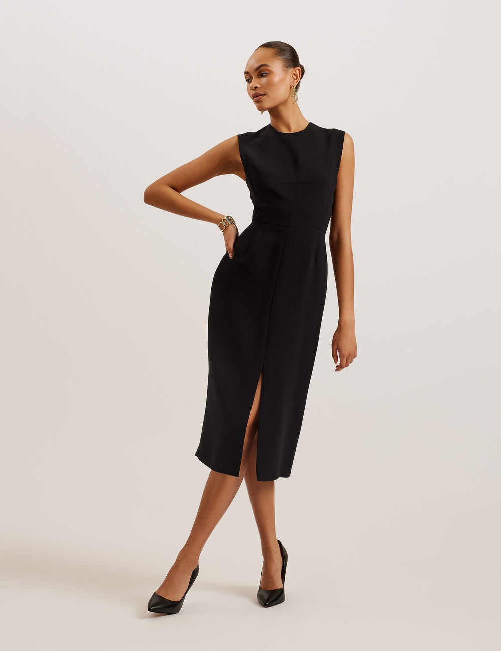 Women MANABDL - Tailored Sleeveless Midi Dress With Front Split - Ted Baker