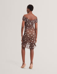 Women TILDAHH - Off-Shoulder Polka Dot Mesh Mini Dress - Ted Baker