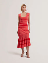 Women TILLEEA - Striped Square Neck Flippy Hem Midi Dress - Ted Baker