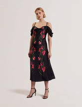 Women LUCERN - Floral Satin Off Shoulder Bias Midi Dress - Ted Baker