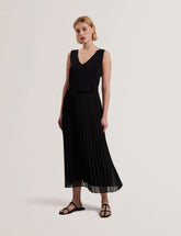 Women LARNAHH - Pleated Midi Dress With Removable Knit Tank - Ted Baker