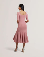Women MIYHAA - Flippy Hem Square Neck Knitted Midi Dress - Ted Baker