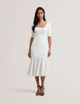 Women MIYHAA - Flippy Hem Square Neck Knitted Midi Dress - Ted Baker