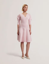 Women JESCKA - Structured Puff Sleeve Knitted Skater Dress - Ted Baker