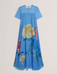 Women MALRIE - Sheer Neck Floral Trapeze Maxi Dress - Ted Baker