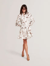 Women ELODIZA - Sepia Print Linen Silk Mini Shirt Dress - Ted Baker