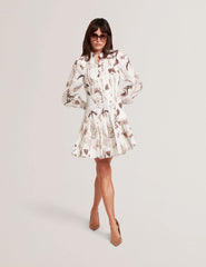 Women ELODIZA - Sepia Print Linen Silk Mini Shirt Dress - Ted Baker