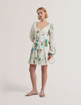 Women BELVIDA - Floral Crochet Trim Linen Mini Dress - Ted Baker