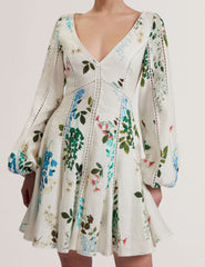 Women BELVIDA - Floral Crochet Trim Linen Mini Dress - Ted Baker