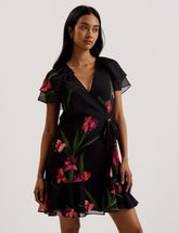 Women FASNIA - Floral Angel Sleeve Wrap Mini Dress - Ted Baker