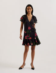 Women FASNIA - Floral Angel Sleeve Wrap Mini Dress - Ted Baker