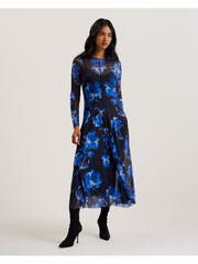 Women ROZEEN - Mesh Long Sleeve Printed Dress - Ted Baker