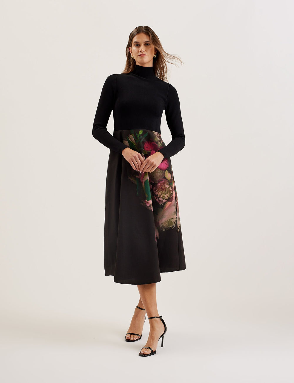 Women ASNES - Knit Bodice Midi Dress With Printed Skirt - Ted Baker