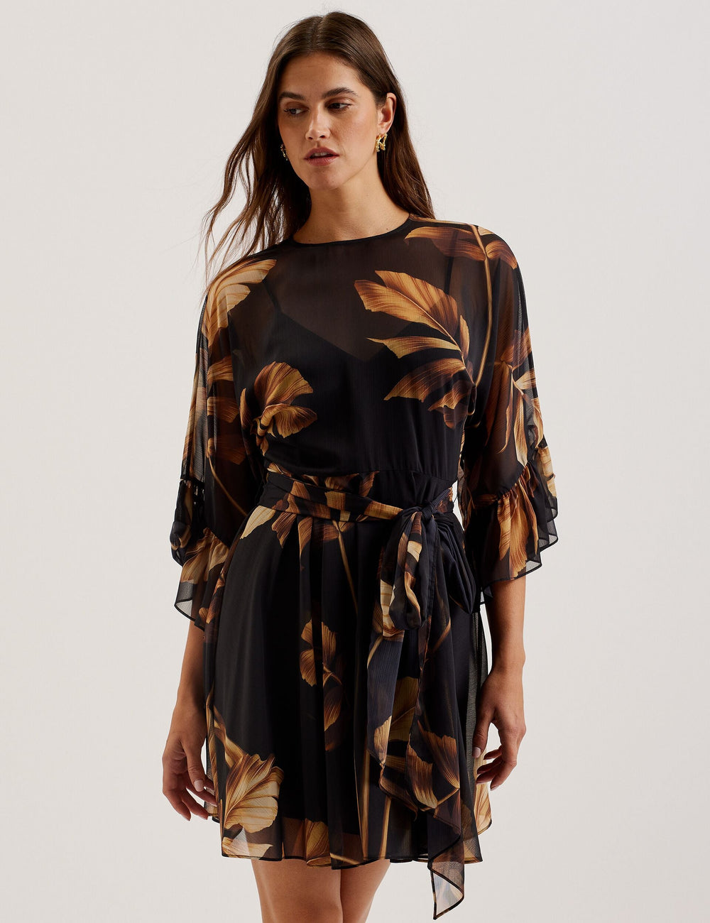 Women ELSTER - Printed Chiffon Mini Dress With Tie Waist - Ted Baker