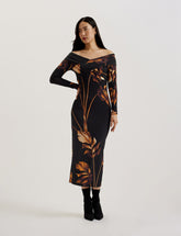 Women JOSEFEN - Printed Bardot Long Sleeve Midi Dress - Ted Baker