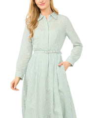 Women LYNN Striped Belted Midi Shirt Dress - Ted Baker