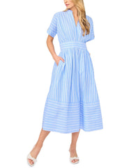 Women CHARLOTTE Striped Cotton V-Neck Midi Dress - Ted Baker