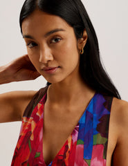 Women VERNOGE - Organza Tropical Bloom V neck Pleated Top - Ted Baker