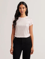 Women KATRINO - Ribbed Metallic Fitted T-Shirt - Ted Baker