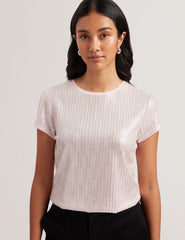 Women KATRINO - Ribbed Metallic Fitted T-Shirt - Ted Baker
