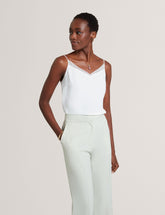 Women LULEA Chiffon Detail V-Neck Strappy Cami Top in Ivory - Ted Baker