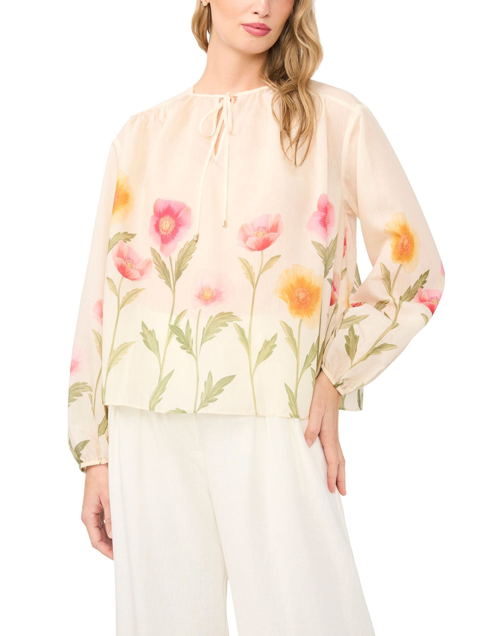 Women ROCHELLE Floral Print Tie Neck Relaxed Blouse - Ted Baker