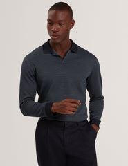 Sale|Men DURAND Micro Geo Jacquard Long Sleeve Polo - Ted Baker