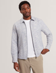 Men LERRETO Jacquard Light Denim Zip-Through Overshirt - Ted Baker