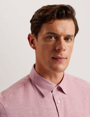 Men NAIRES Linen Blend Slim Short Sleeve Shirt - Ted Baker