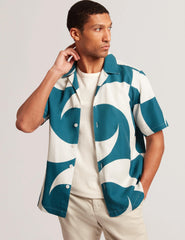 Men ROLDAN - Short Sleeve Oversized Swirl Print Shirt - Ted Baker