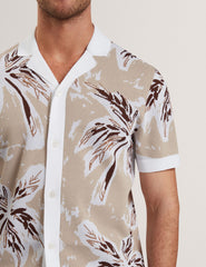 Men KYES - Leaf Print Knitted Short Sleeve Shirt - Ted Baker