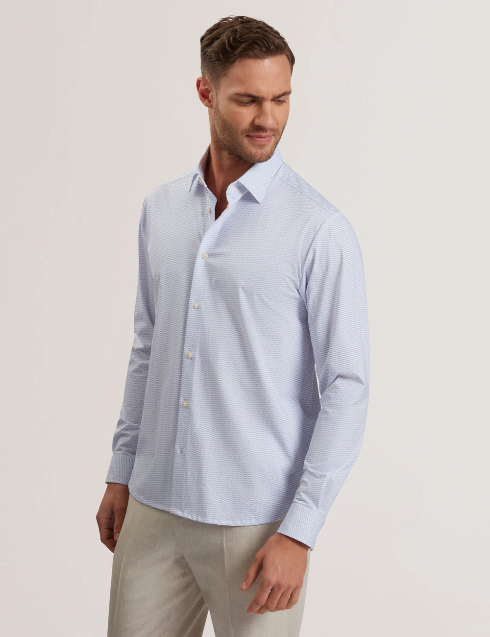 Men WAVEY - Long Sleeve Geo Print Shirt - Ted Baker