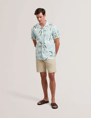 Men BOCHE - Tropical Print Linen Blend Relaxed Shirt - Ted Baker