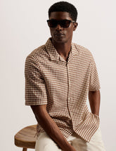 Men OISE - Textured Grid Cotton Short Sleeve Shirt - Ted Baker