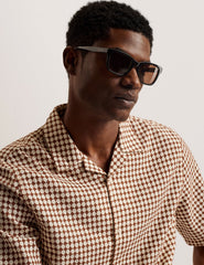 Men OISE - Textured Grid Cotton Short Sleeve Shirt - Ted Baker