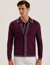 Men ELMDON - Pointelle Diamond Knitted Long Sleeve Shirt - Ted Baker