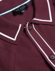 Men ELMDON - Pointelle Diamond Knitted Long Sleeve Shirt - Ted Baker