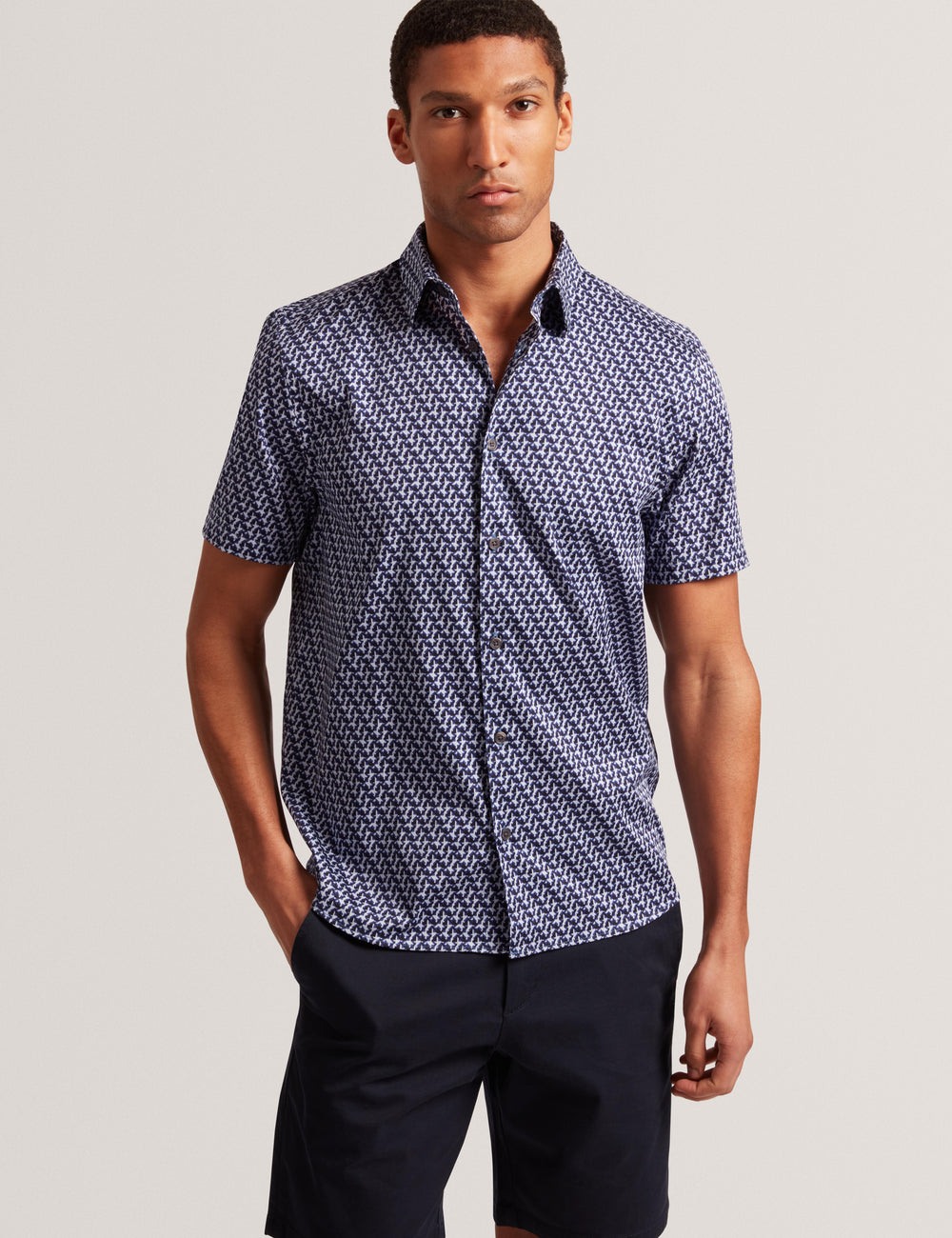 Men ALPHSO SS Regular Fit Geo Shirt - Ted Baker