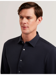 Men LUCKEY - Long Sleeve Pique Cotton Jersey Shirt - Ted Baker