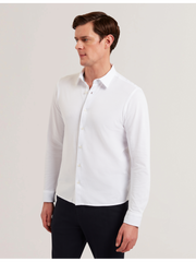 Men LUCKEY - Long Sleeve Pique Cotton Jersey Shirt - Ted Baker