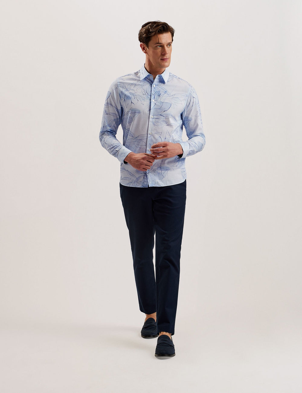 Men WALESBY - Sketched Floral Print Cotton Shirt - Ted Baker