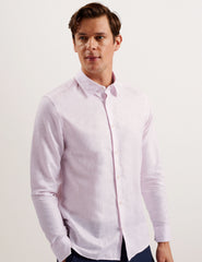 Men ROMEOS - Regular Fit Cotton Linen Long Sleeve Shirt - Ted Baker