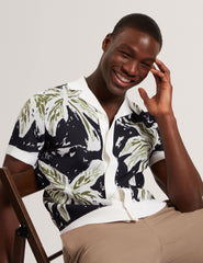 Men KYES - Short Sleeve Knitted Leaf Shirt - Ted Baker