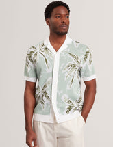 Men KYES - Leaf Print Knitted Short Sleeve Shirt - Ted Baker