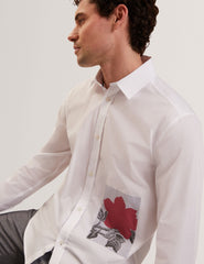Men ALVIRO Graphic Patch Relaxed Fit Cotton Shirt - Ted Baker