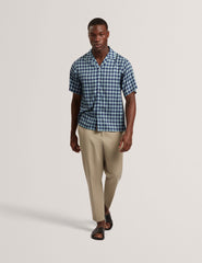 Men IBICUI Tile Print Tencel Short Sleeve Shirt - Ted Baker