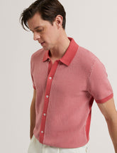 Men NOLIVA Textured Stitch Knitted Button-Through Shirt - Ted Baker